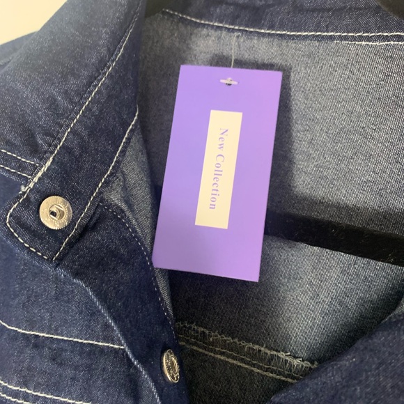 NWT Denim Mini Dress with pockets plus size dark blue New Collection Sz XXL - Picture 4 of 4